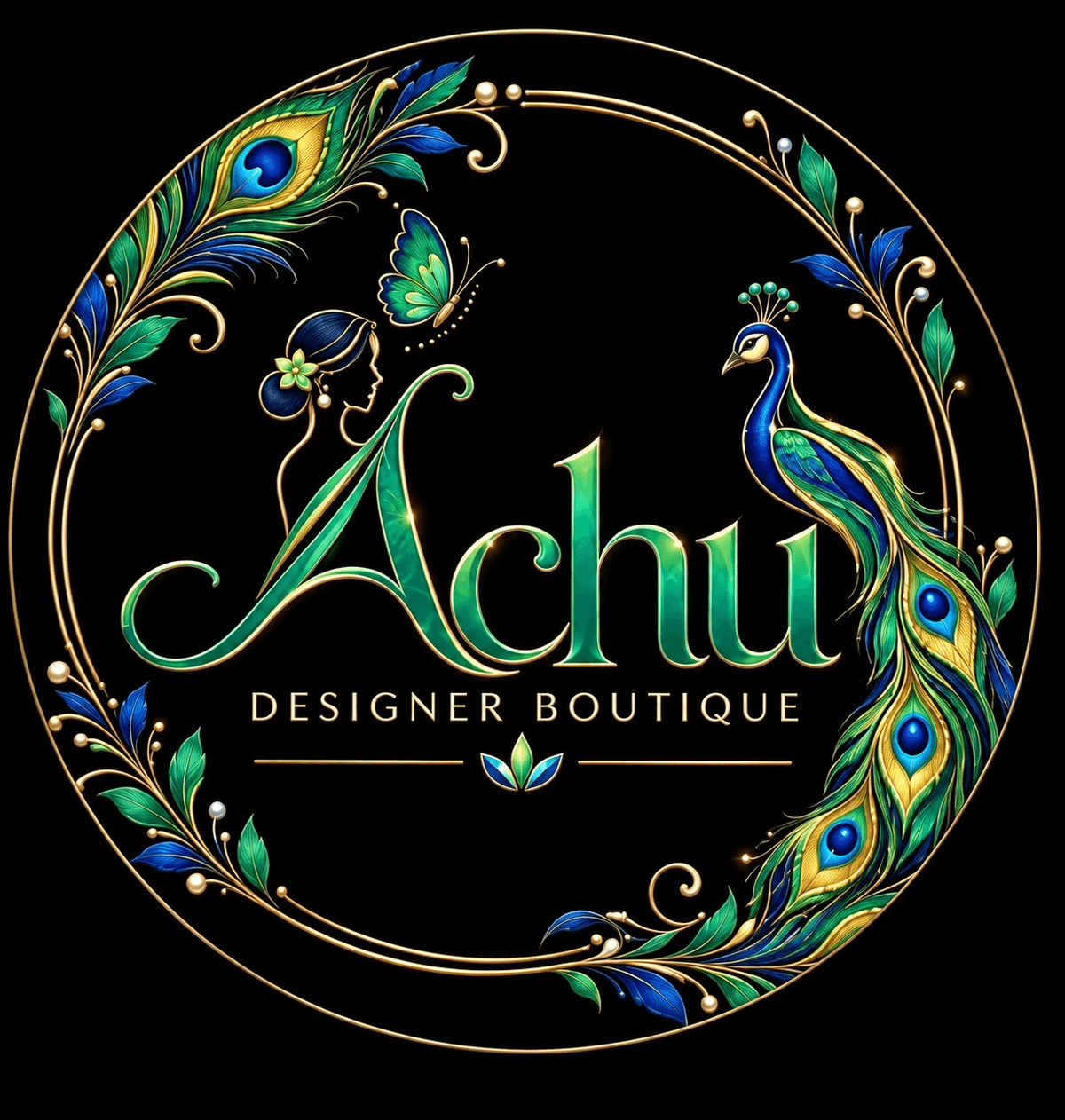 Achu Designer Boutique official peacock logo